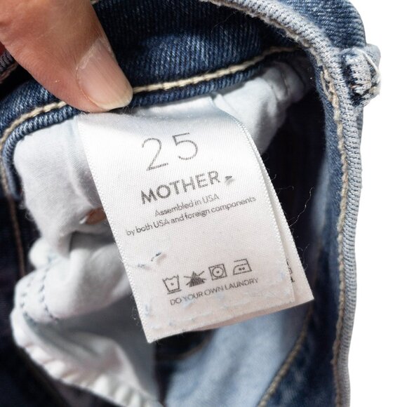 Mother The Insider Flood Jeans Size 25 Playing Rough Wash Blue Denim Made In USA - Picture 7 of 12